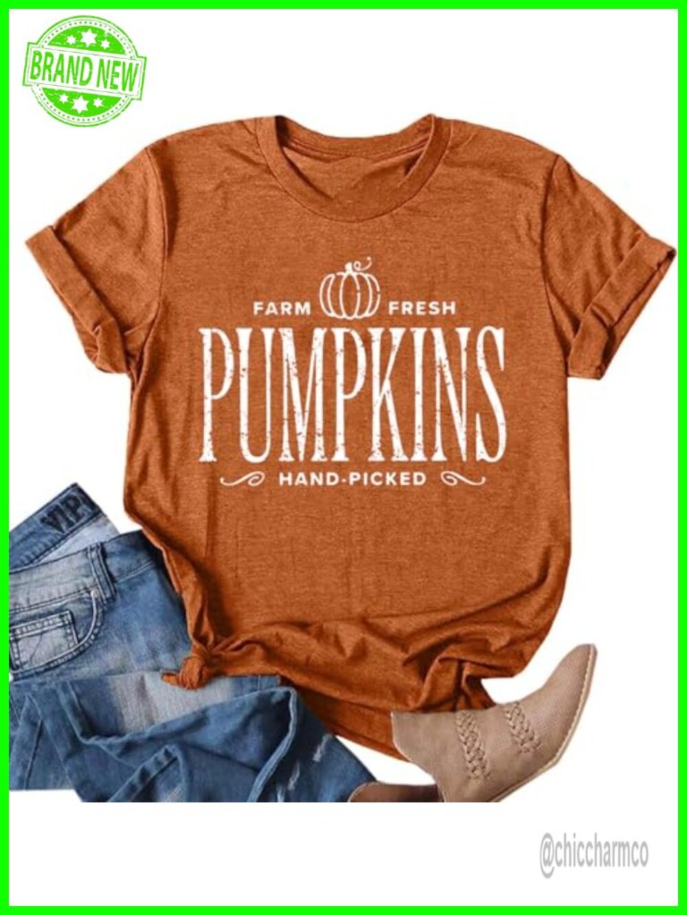 Pumpkin Graphic Tee Women Fall Short Sleeve Crew Neck Cotton Blend